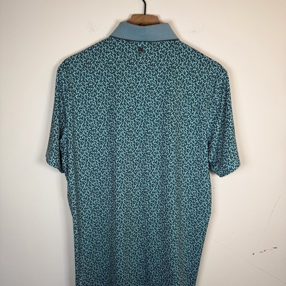 Grayson Golf Performance Polo Stretch Size Medium Green Blue Performance AOP - Picture 2 of 6